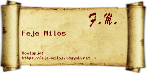 Feje Milos névjegykártya